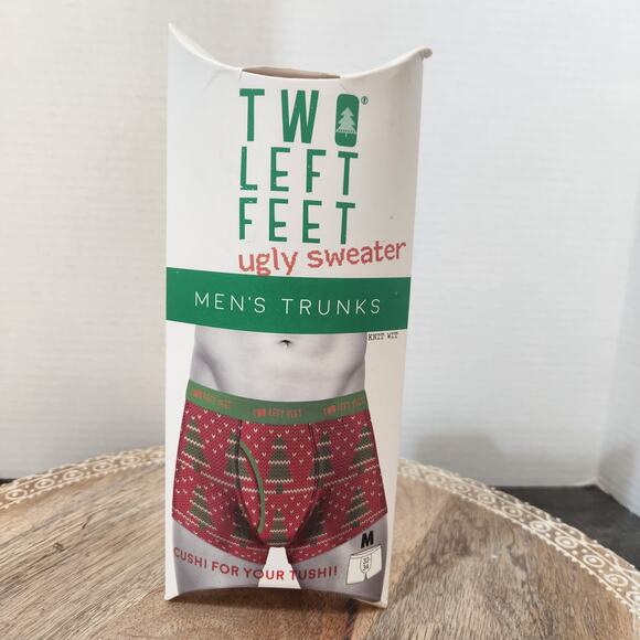 NWT Two Left Feet Ugly Sweater Men's Faux Knit Trunk Boxer Briefs Men's M - Picture 2 of 6